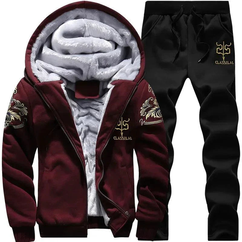 Men's Winter Sports Set: Stylish, Warm 2-Piece Ensemble for Outdoor Adventures